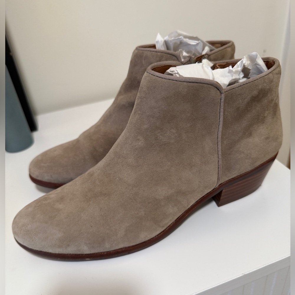 Sam Edelman Suede Ankle Boots, Taupe, Women’s Size 6.5